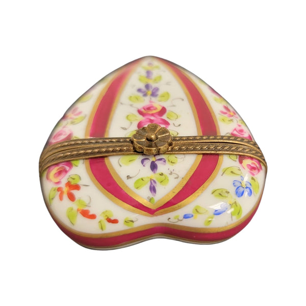 Maroon Heart Floral Elegance Porcelain Limoges hearts LIMOGES BOXES French Trinket Box
