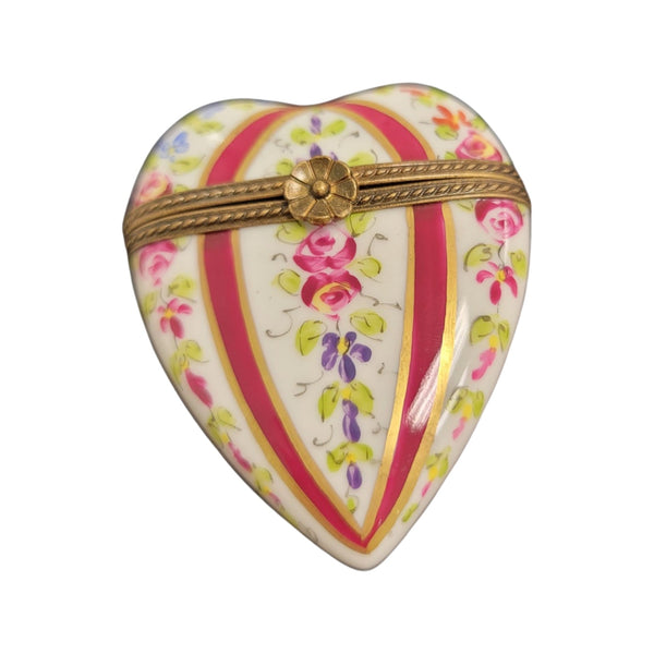 Maroon Heart Floral Elegance Porcelain Limoges hearts LIMOGES BOXES French Trinket Box