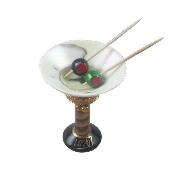 Martini Glass with Olives Porcelain Limoges Wine spirits beach French Trinket Box