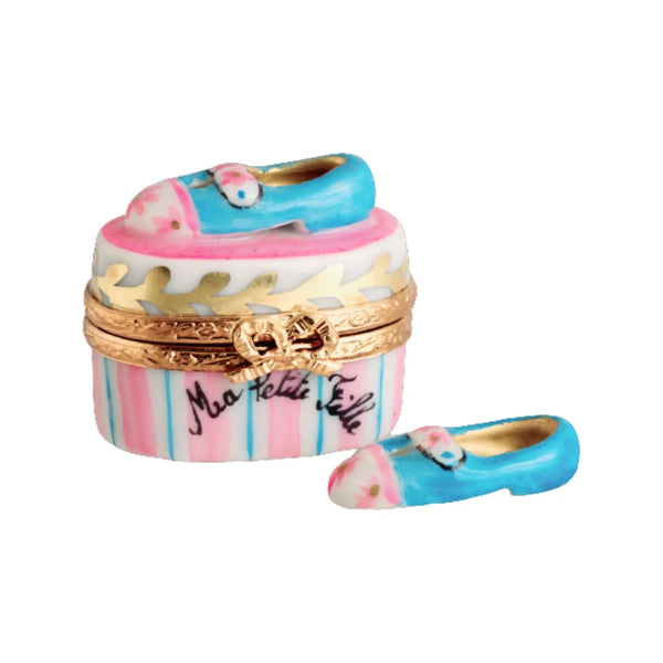 Mary Jane Shoes: Baby Blue Porcelain Limoges Shoes French Trinket Box