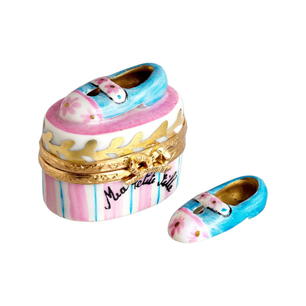 Mary Jane Shoes: Baby Blue Porcelain Limoges Shoes French Trinket Box