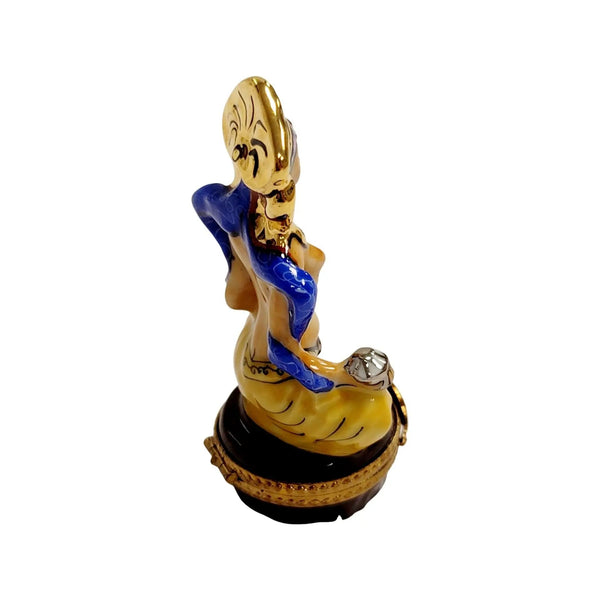 Meditating Egyptian Porcelain Figurine Porcelain Limoges travel spiritual religion French Trinket Box