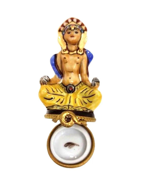 Meditating Egyptian Porcelain Figurine Porcelain Limoges travel spiritual religion French Trinket Box
