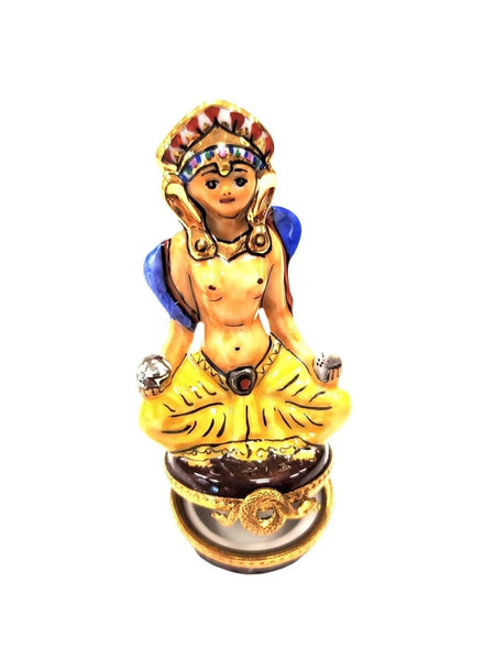 Meditating Egyptian Porcelain Figurine Porcelain Limoges travel spiritual religion French Trinket Box