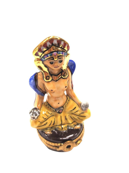 Meditating Egyptian Porcelain Figurine Porcelain Limoges travel spiritual religion French Trinket Box