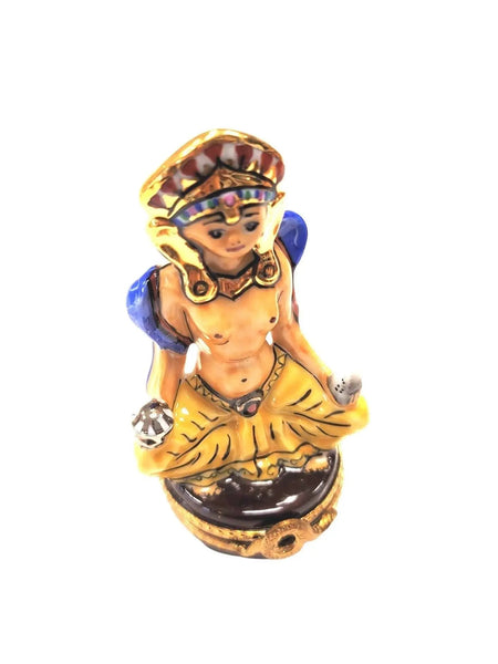 Meditating Egyptian Porcelain Figurine Porcelain Limoges travel spiritual religion French Trinket Box