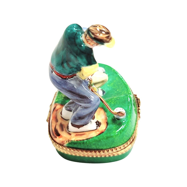 Men Golfing Limoges Box Figurine Porcelain Limoges sports golf limoges box French Trinket Box