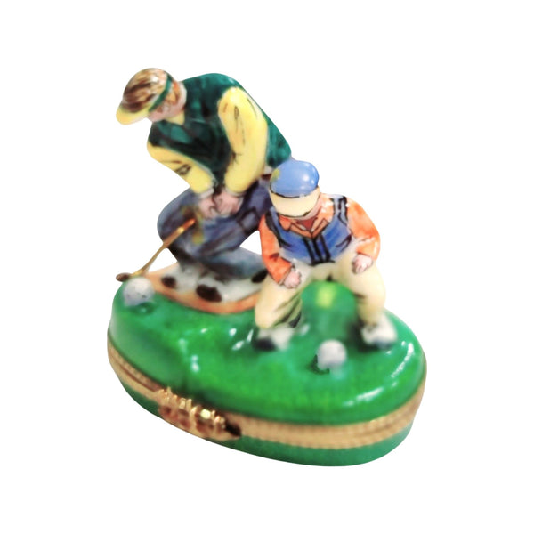 Men Golfing Limoges Box Figurine Porcelain Limoges sports golf limoges box French Trinket Box
