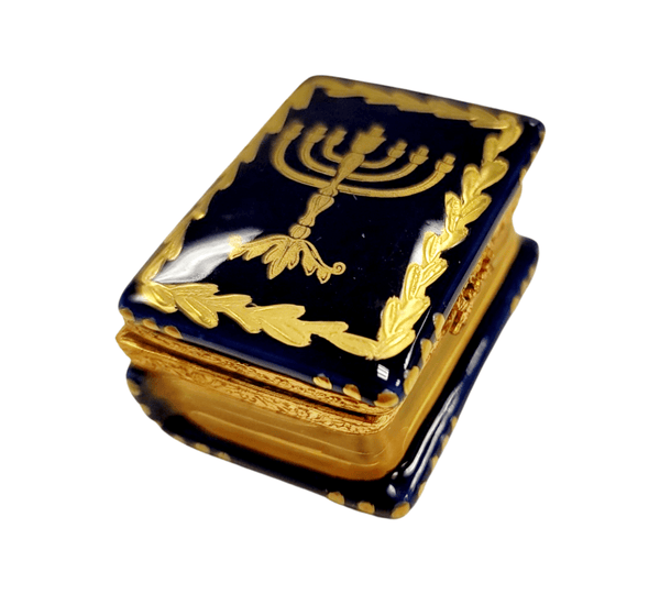 Menorah Book Limoges Box Porcelain Limoges religion Limoges Box jewish French Trinket Box