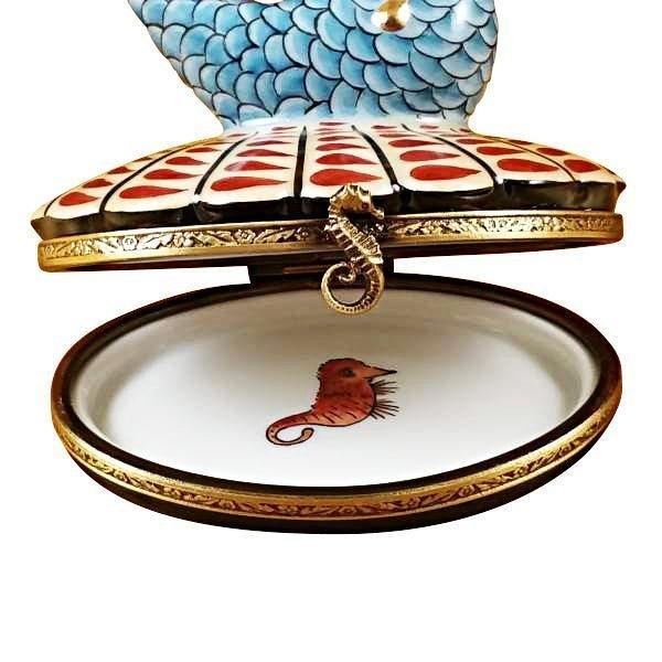 Mermaid Porcelain Limoges Fish ocean beach baby literature French Trinket Box