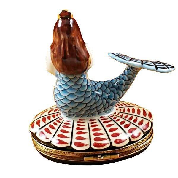 Mermaid Porcelain Limoges Fish ocean beach baby literature French Trinket Box