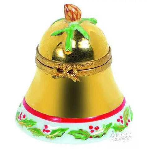 Merry Christmas Bell Porcelain Limoges xmas theme French Trinket Box