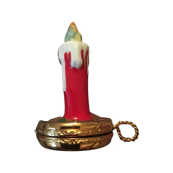Merry Christmas Candle Porcelain Limoges xmas theme French Trinket Box