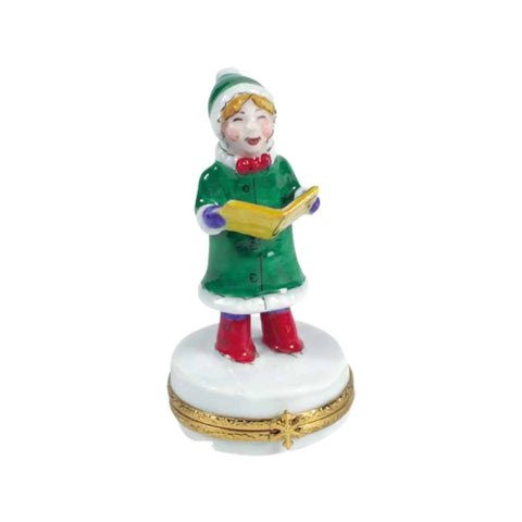Merry Christmas Caroler Porcelain Limoges xmas theme French Trinket Box