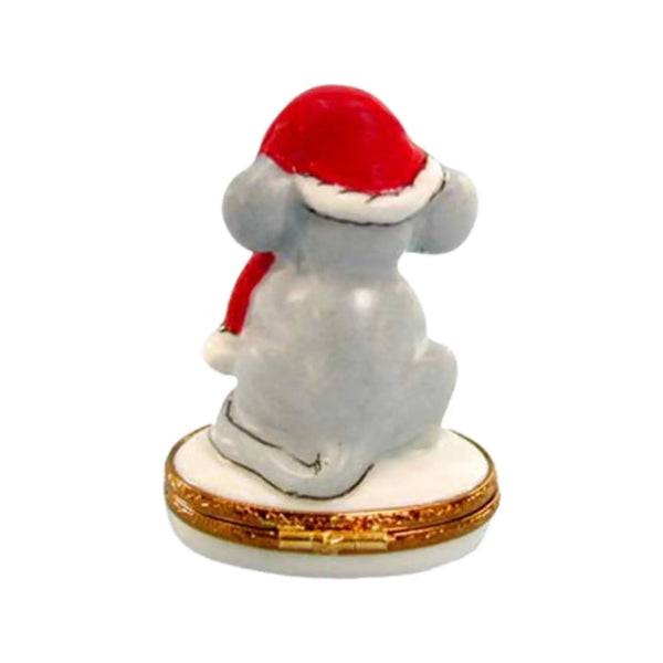 Merry Christmas Mouse Porcelain Limoges xmas theme French Trinket Box