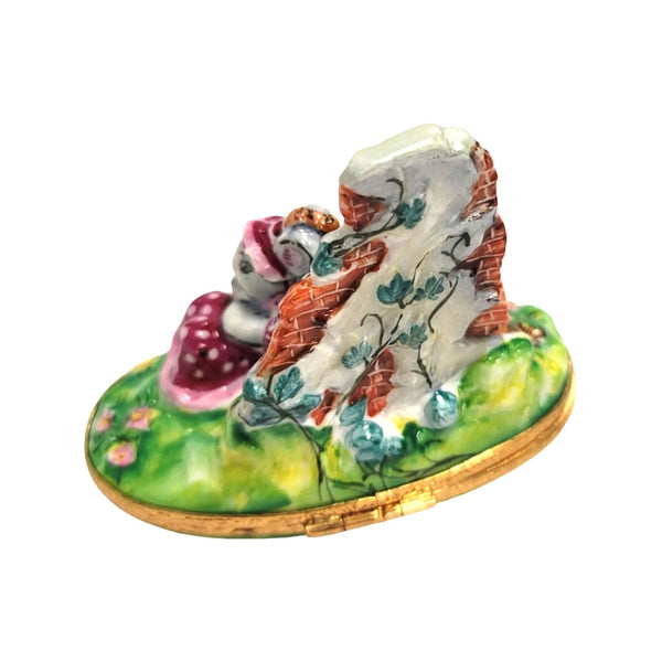 Mice Serenading in Blooming Garden Porcelain Limoges mice house rabbit love valentine French Trinket Box