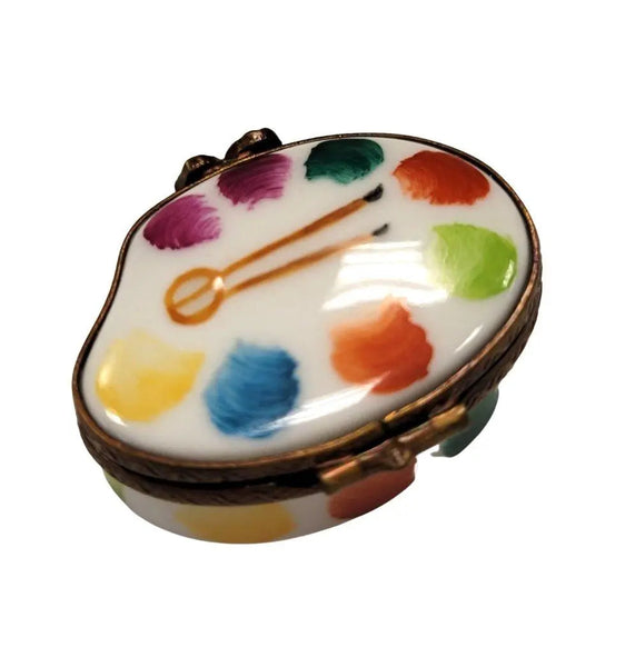 Mini Artist Paint Palette Figurine Porcelain Limoges Fine Art French Trinket Box