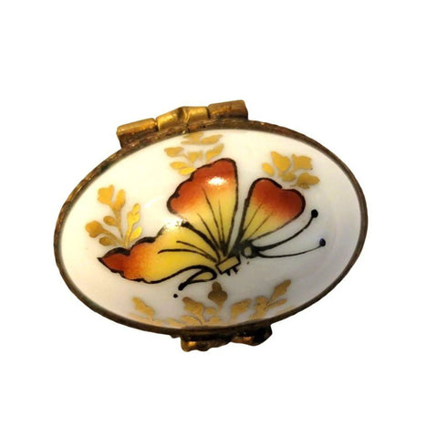 Mini Butterfly Porcelain Egg Porcelain Limoges Egg Butterfly French Trinket Box