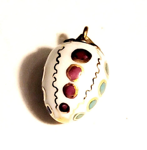 Mini Drop Dots Pendant Porcelain Limoges French Trinket Box