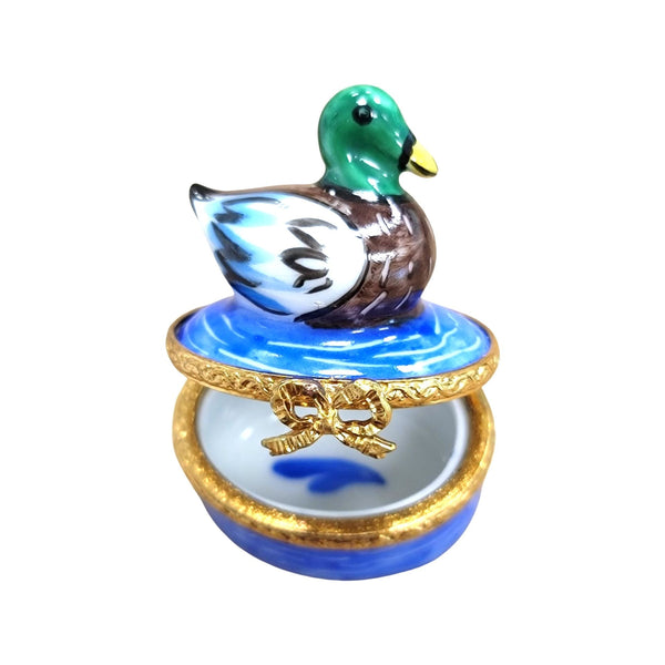 Mini Greenhead Duck Figurine Porcelain Limoges bird limoges boxes French Trinket Box
