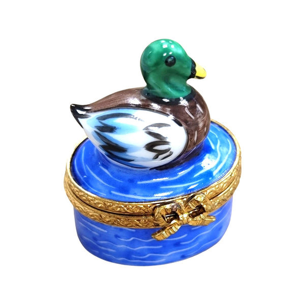 Mini Greenhead Duck Figurine Porcelain Limoges bird limoges boxes French Trinket Box