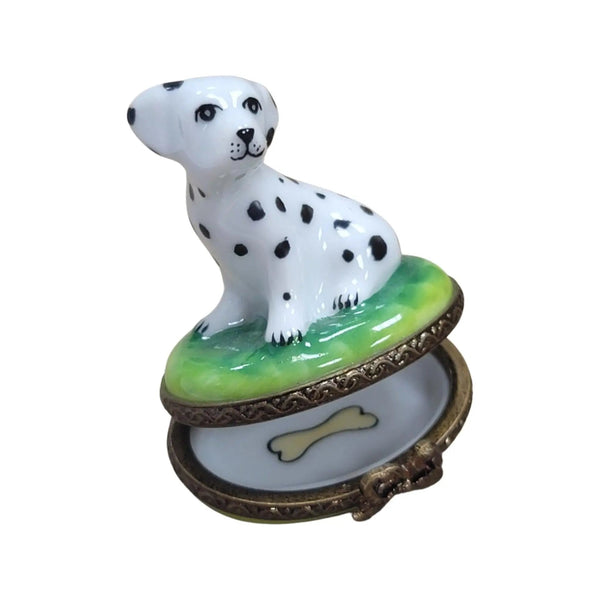 Miniature Dalmatian Dog Figurine Porcelain Limoges Dog LIMOGES BOXES French Trinket Box
