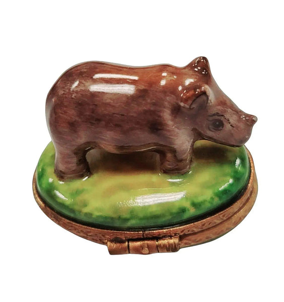 Miniature Limoges Rhino Figurine Porcelain Limoges Wild LIMOGES BOXES French Trinket Box