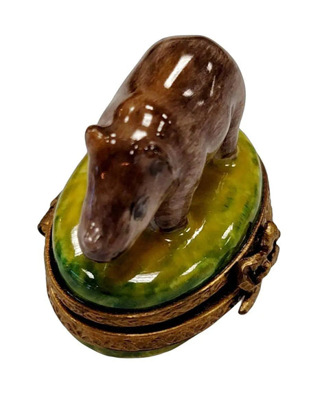 Miniature Limoges Rhino Figurine Porcelain Limoges Wild LIMOGES BOXES French Trinket Box