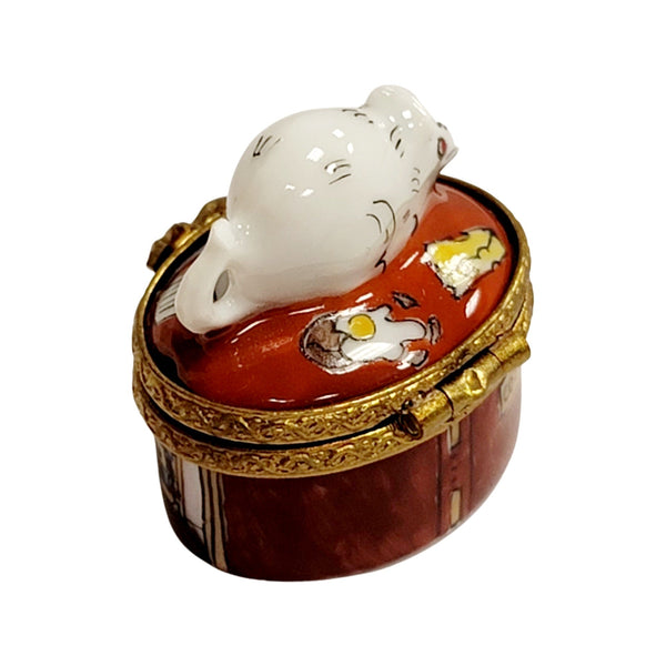 Miniature Mouse House Charm Porcelain Limoges mouse mice rabbit French Trinket Box