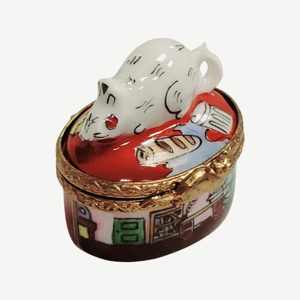 Miniature Mouse House Charm Porcelain Limoges mouse mice rabbit French Trinket Box