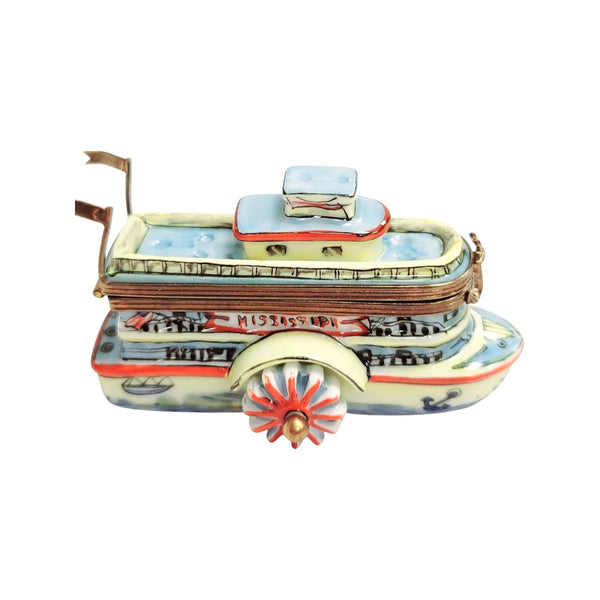 Mississippi Riverboat Limoges Box Porcelain Limoges vehicle French Trinket Box