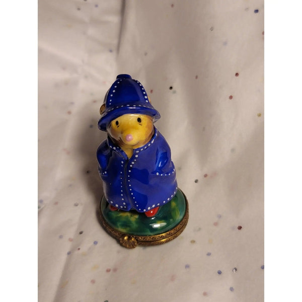 Mole in Raincoat Limited Edition Porcelain Limoges mole farm critters first French Trinket Box