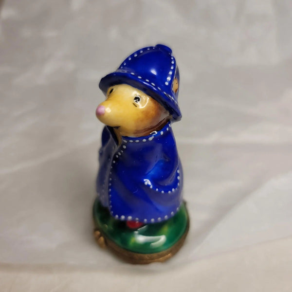 Mole in Raincoat Limited Edition Porcelain Limoges mole farm critters first French Trinket Box