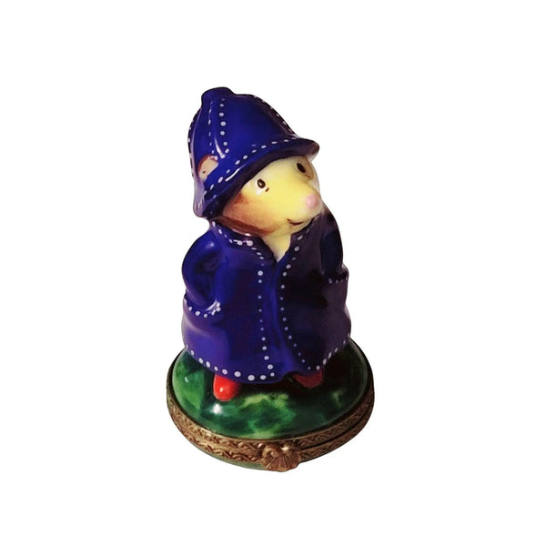 Mole in Raincoat Limited Edition Porcelain Limoges mole farm critters first French Trinket Box