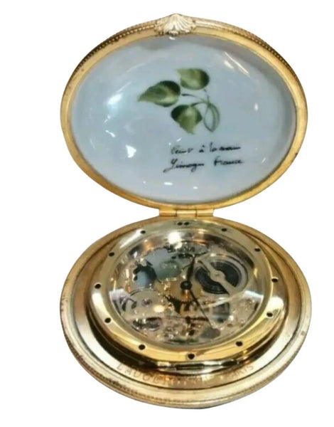 Monet Inspired Flowers Clock Pocket Watch Porcelain Limoges professional home French Trinket Box