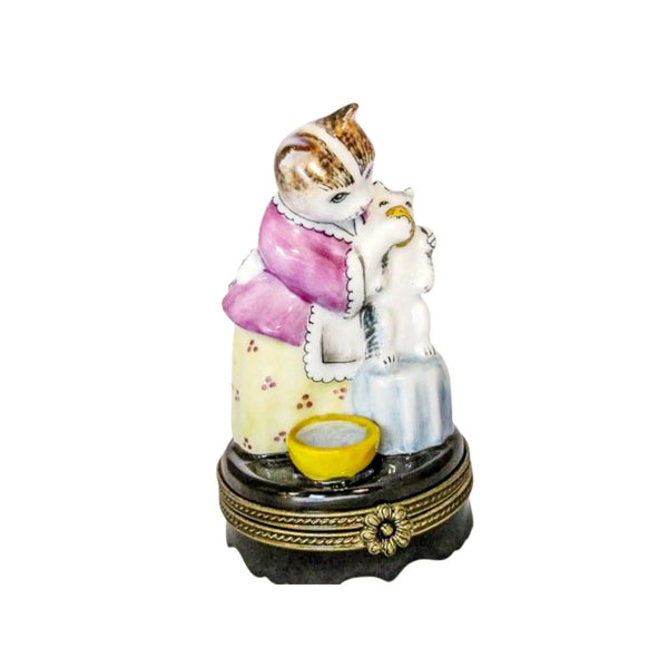 Mother Cat Feeding Baby Porcelain Limoges cat cats limoge box French Trinket Box