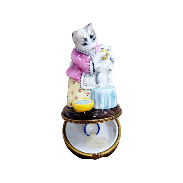 Mother Cat and Kitten Delight Porcelain Limoges cat cats limoge box mother baby gift maternity French Trinket Box