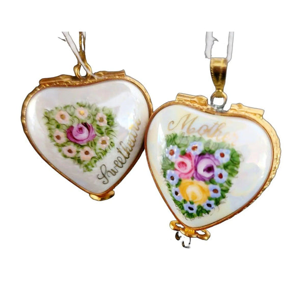 Mother Sweetheart Limoges Pendant Porcelain Limoges jewelry mother love French Trinket Box