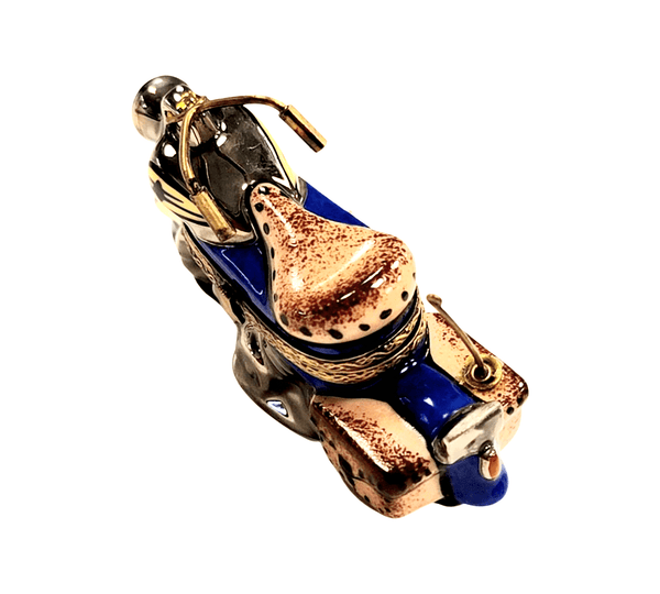 Motorcycle Limoges Box Figurine Porcelain Limoges Artoria French Trinket Box