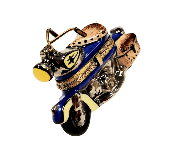 Motorcycle Limoges Box Figurine Porcelain Limoges Artoria French Trinket Box