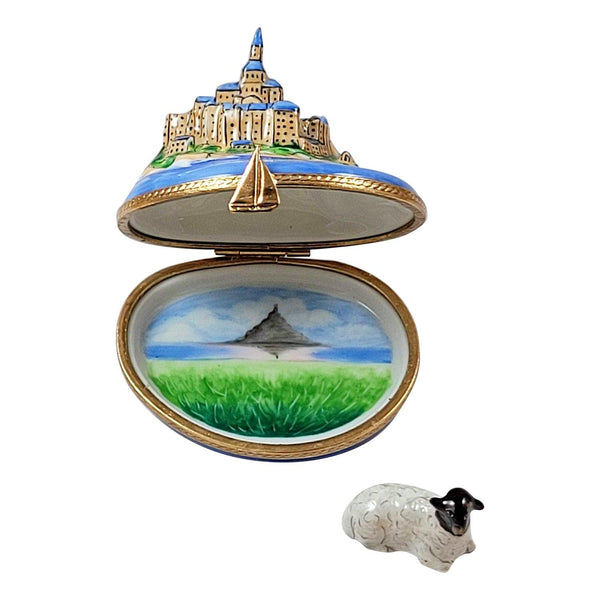 Mount Saint Michele w Removable Lamb Porcelain Limoges France Paris monuments Limoges Box Travel French Trinket Box
