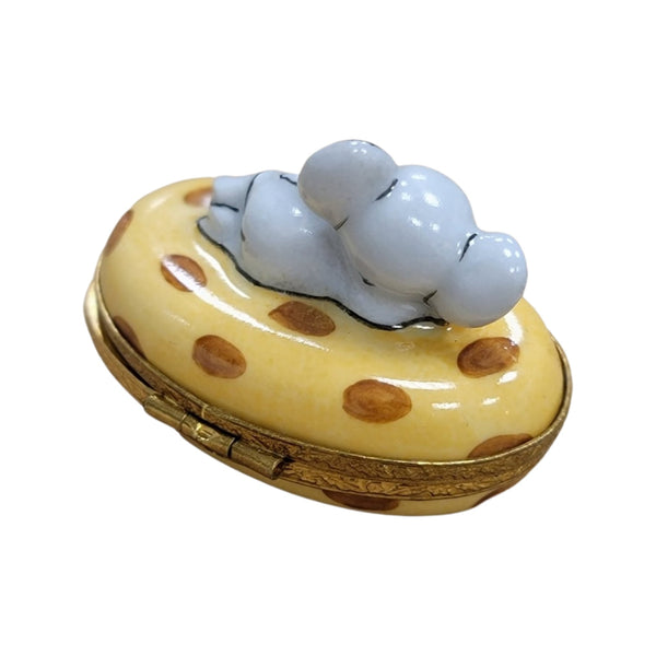 Charming Mouse on Cheese Box Porcelain Limoges Mouse Food French Trinket Box