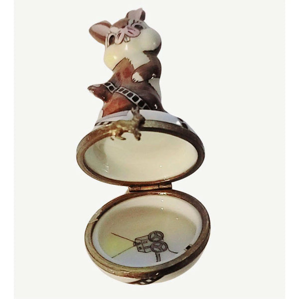 Movie Rabbit Limoges Box Porcelain Limoges rabbit mice bunny French Trinket Box