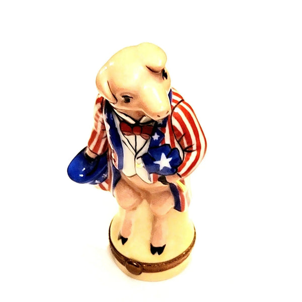 Mr Papa Pig Patriotic Figurine Porcelain Limoges united patriotic farm Limoges Imports Limoges Boxes French Trinket Box