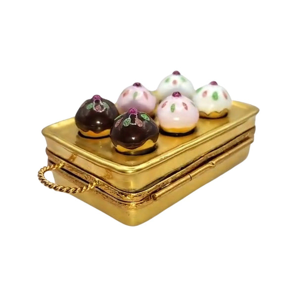 Muffin Tin w 6 Cup Cakes Porcelain Limoges Dessert French Trinket Box