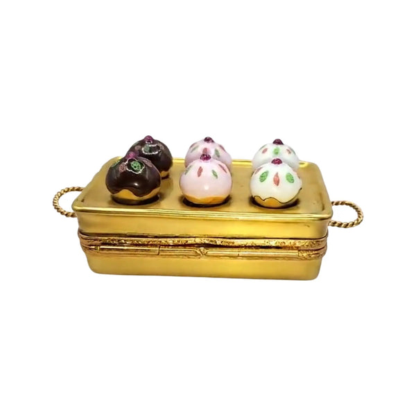 Muffin Tin w 6 Cup Cakes Porcelain Limoges Dessert French Trinket Box