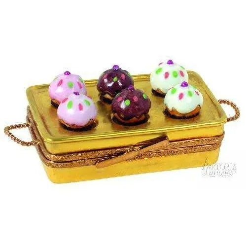 Muffin Tin w 6 Cup Cakes Porcelain Limoges Dessert French Trinket Box