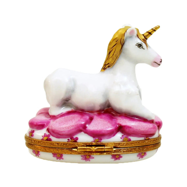 Mystical Pink Unicorn Artoria Porcelain Limoges fairy myth French Trinket Box