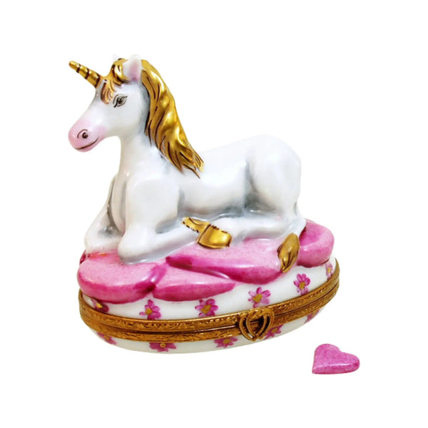 Mystical Pink Unicorn Artoria Porcelain Limoges fairy myth French Trinket Box