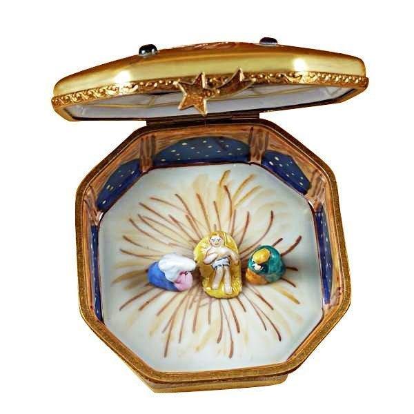 Nativity Octagon Porcelain Limoges nativity religion christian French Trinket Box